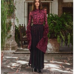 NWT Johnny Was Yolanda Pleated Maxi Skirt In Celebrate Size S